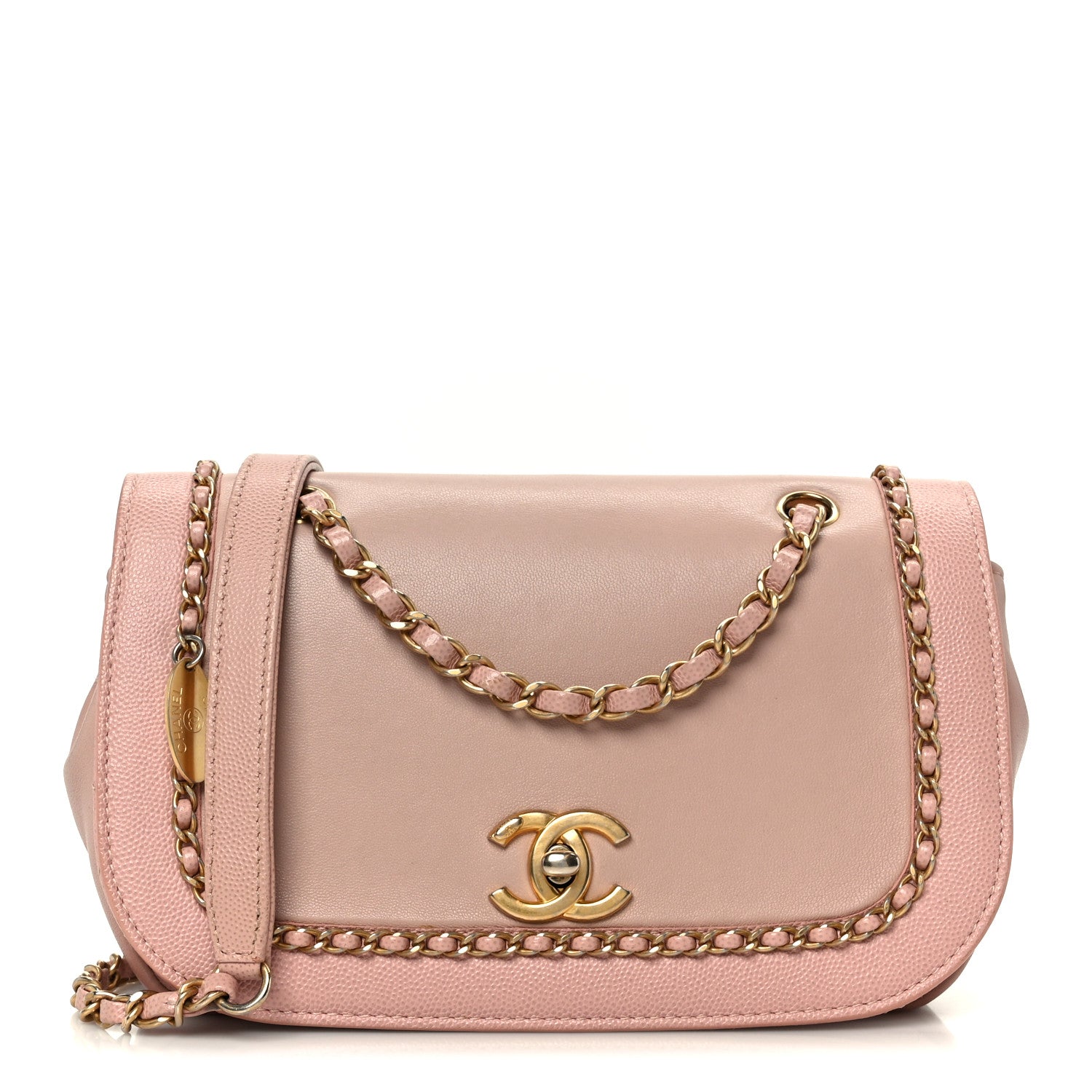 Chanel Lambskin Caviar Lovely Chains Flap Shoulder Bag Pink