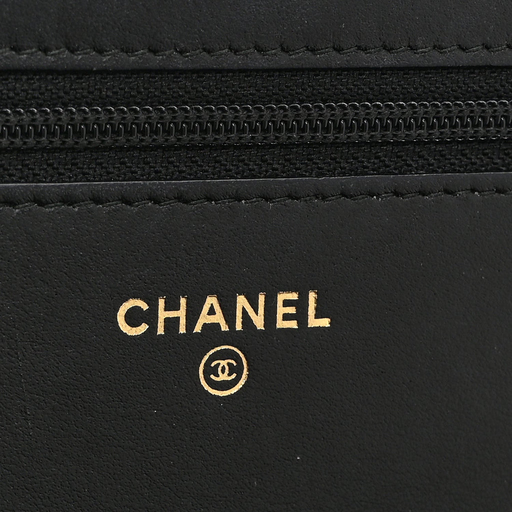 Chanel Caviar Quilted CC Filigree Wallet On Chain WOC Black