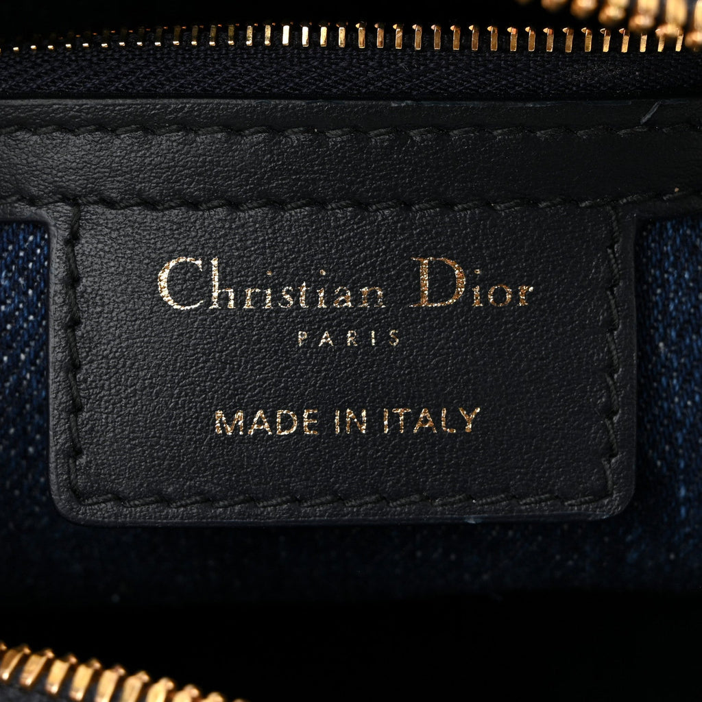Christian Dior Denim Oblique Groove 20 Bag Blue