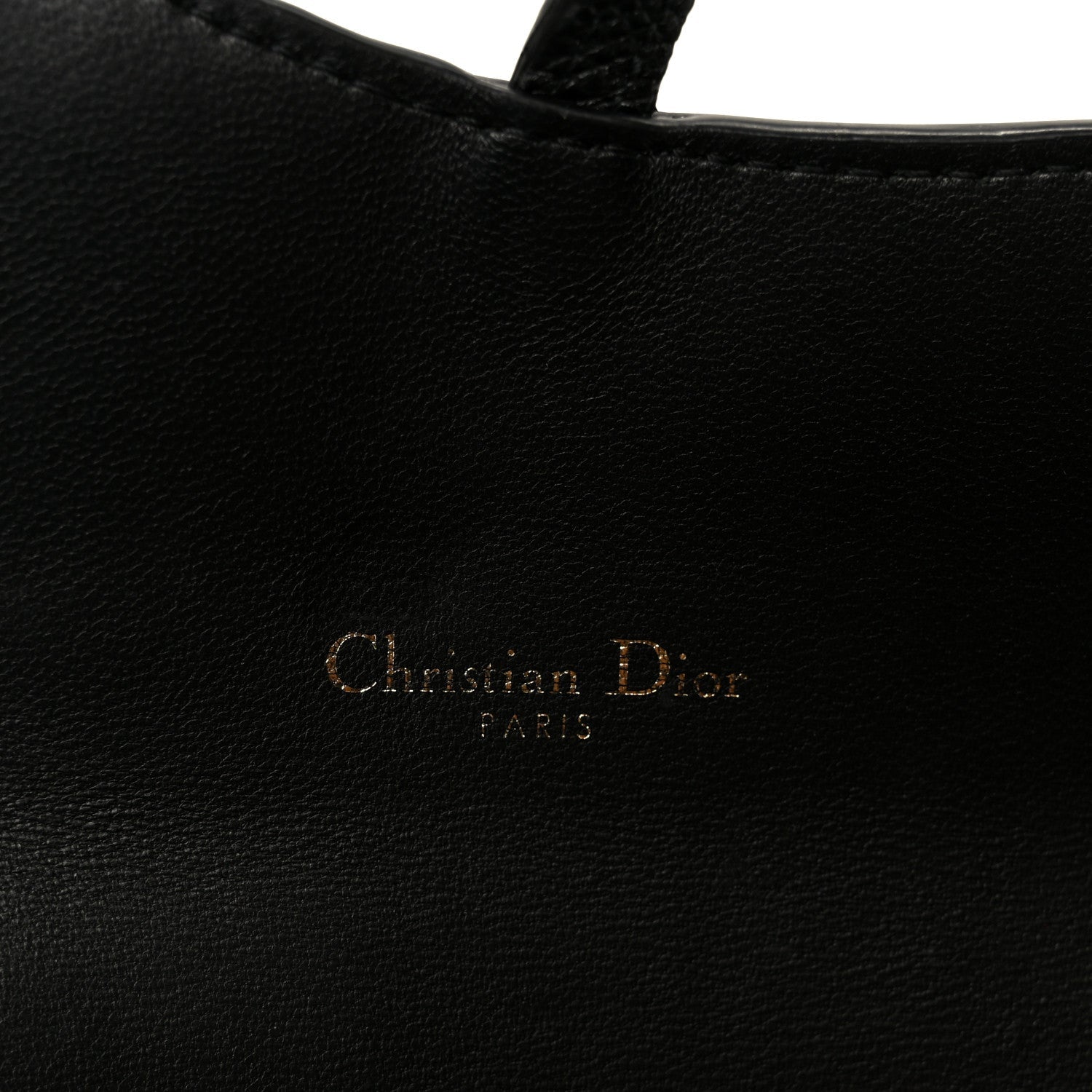 Christian Dior Grained Calfskin Saddle Chain Wallet Pouch Black