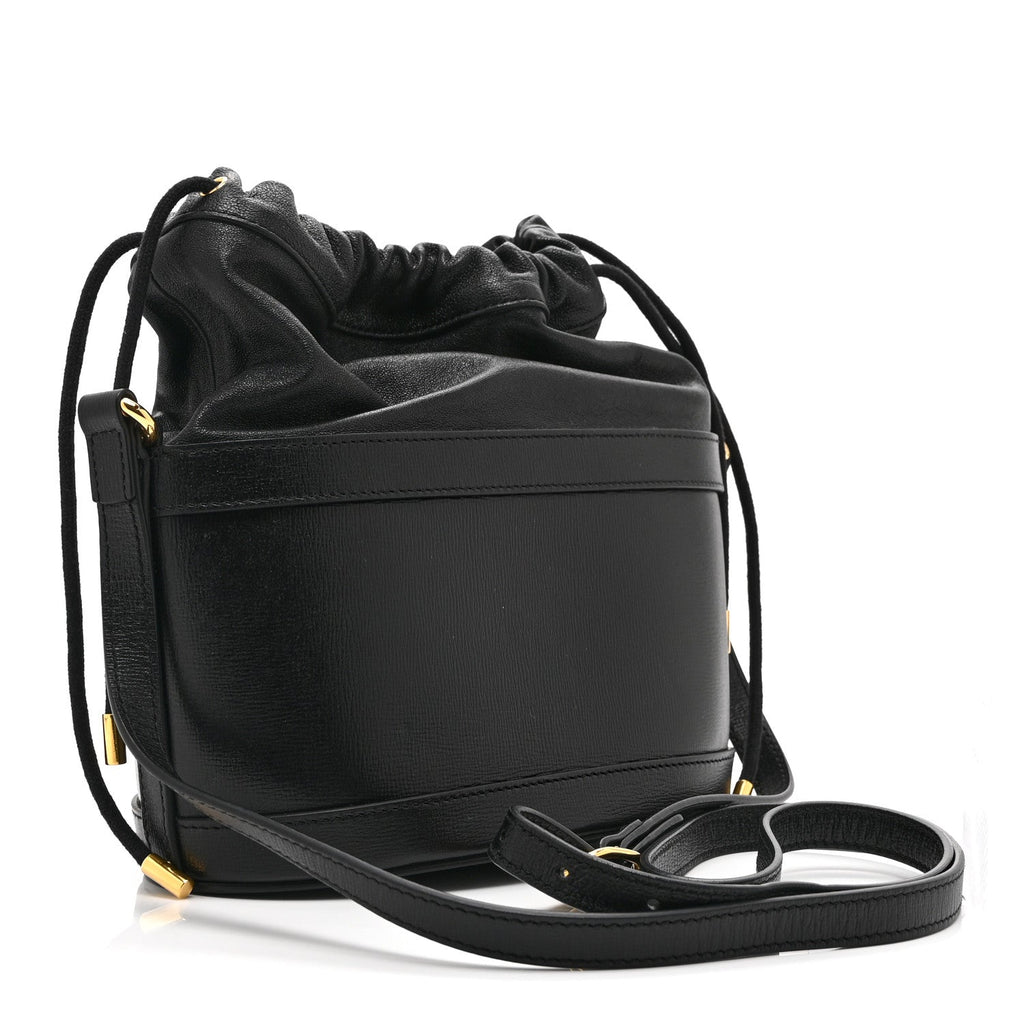 Gucci Azalea Sakai Calfskin Horsebit 1955 Drawstring Bucket Bag Black