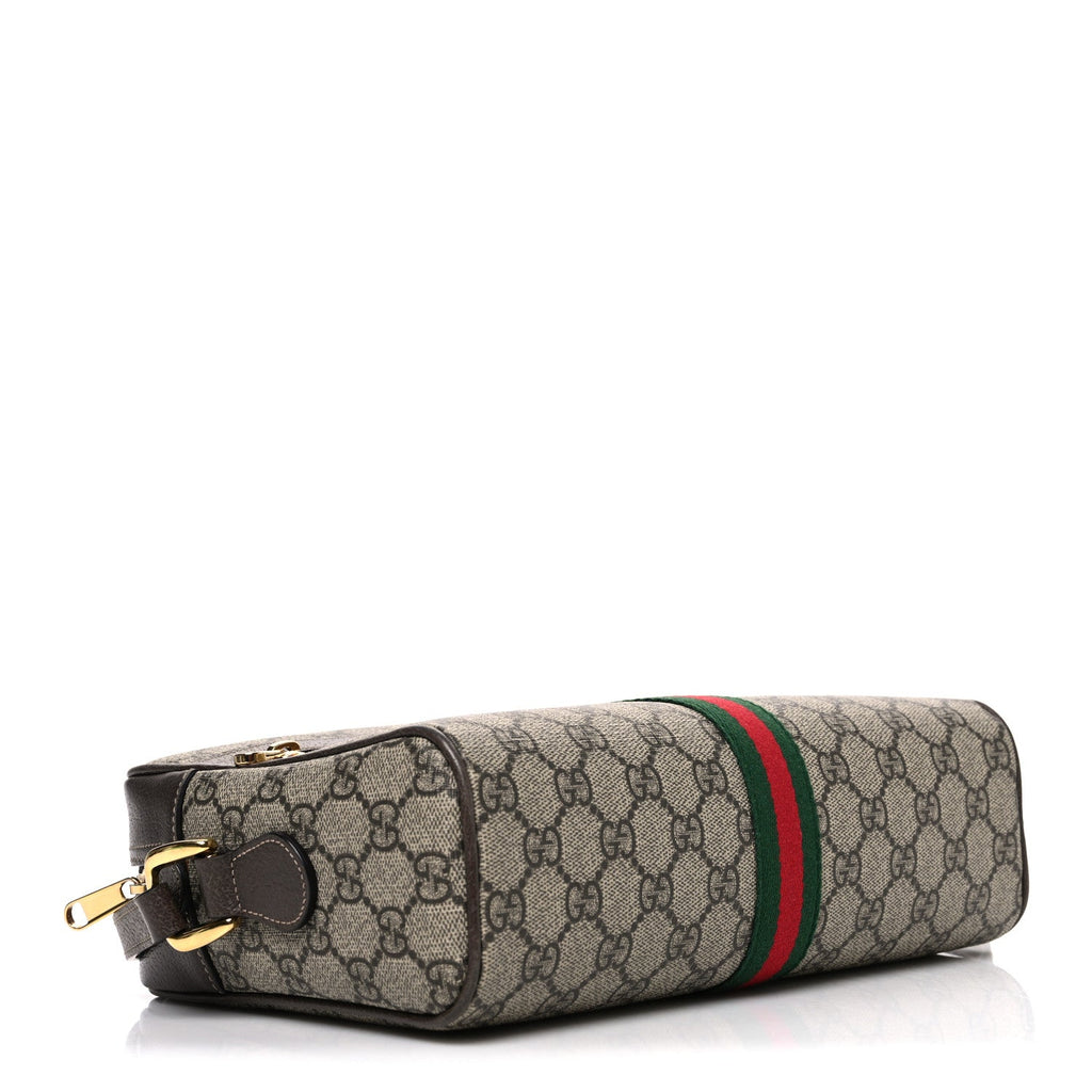 Gucci GG Supreme Monogram Web Small Ophidia Shoulder Bag Brown