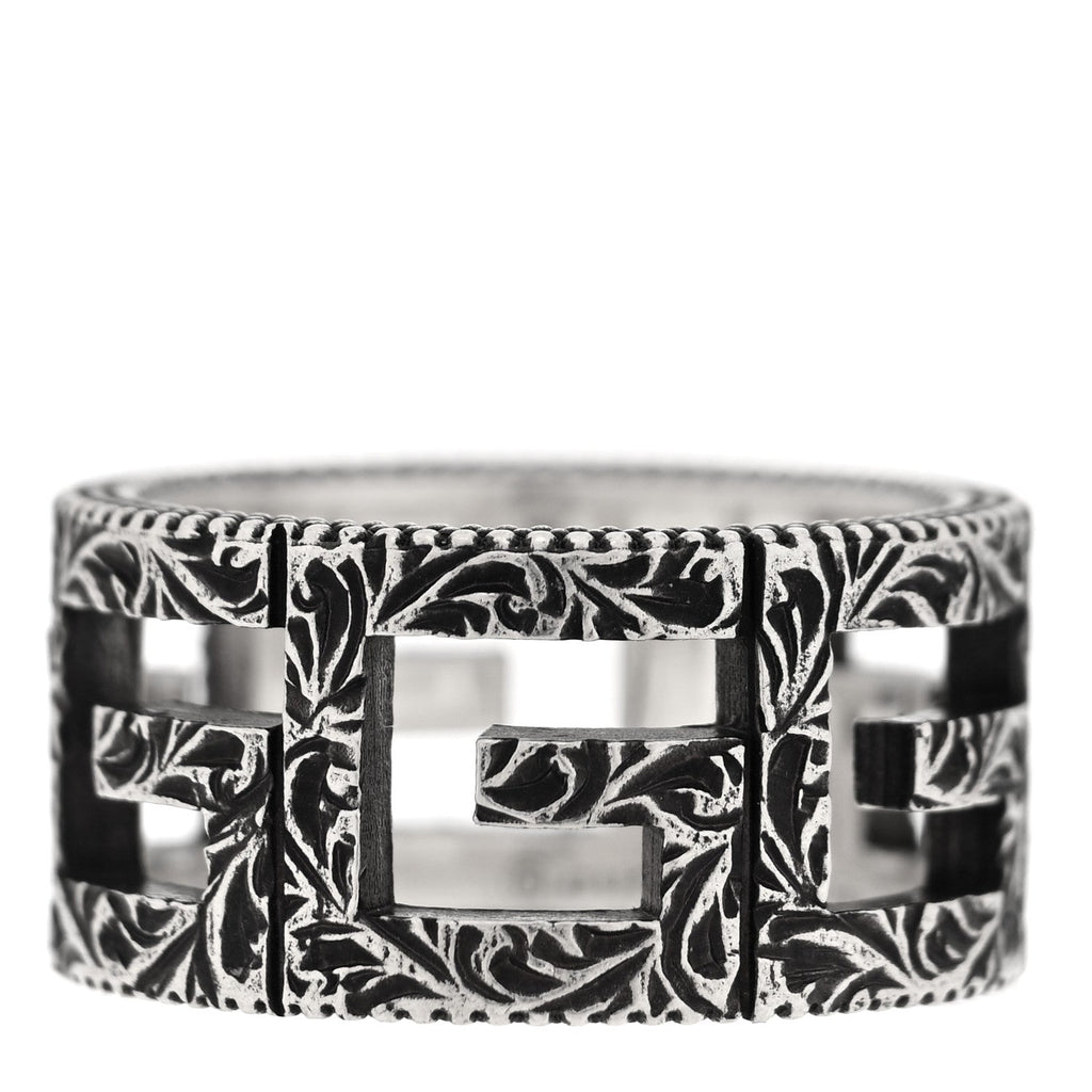 Gucci Sterling Silver Wide Square G Band Ring 54 6.75