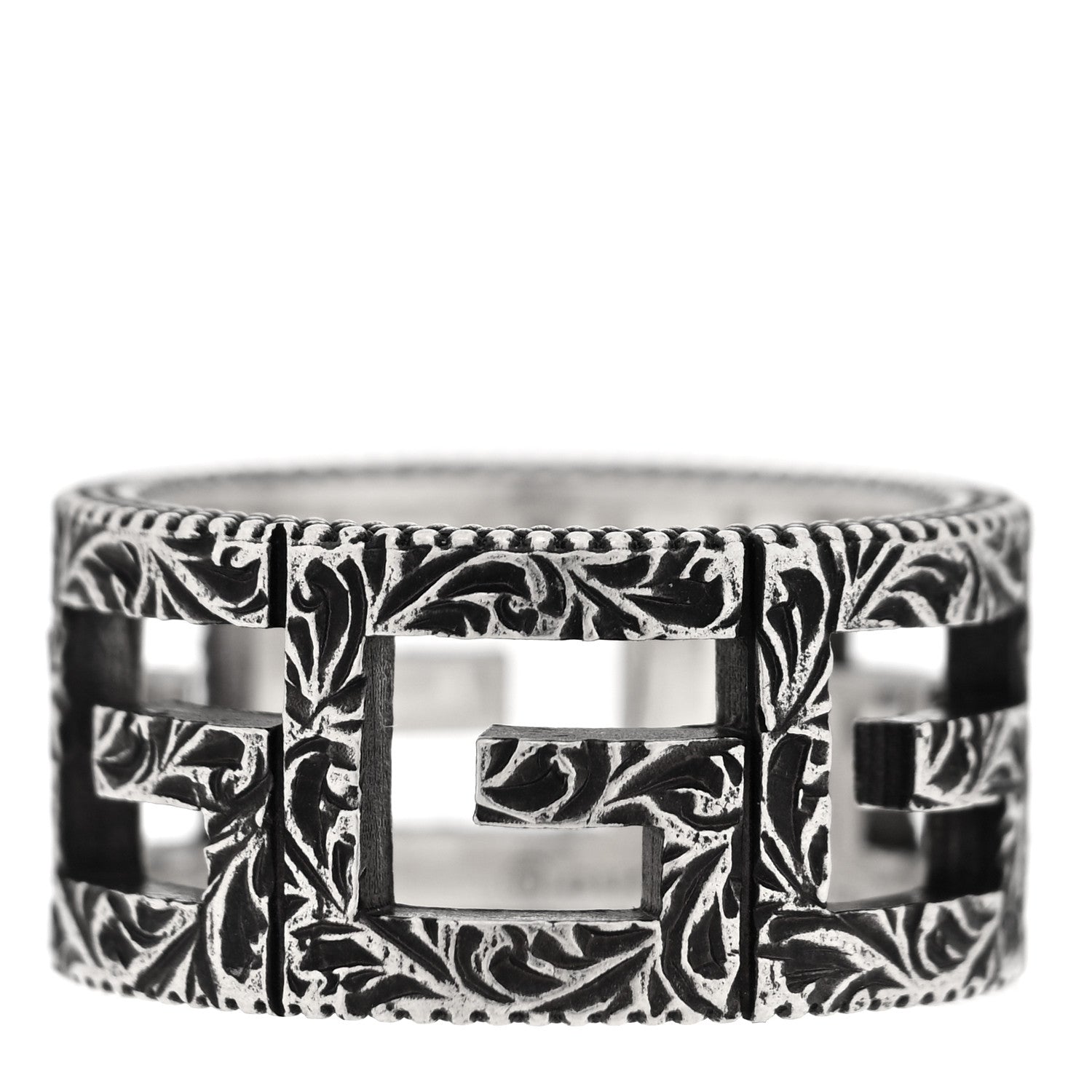 Gucci Sterling Silver Wide Square G Band Ring 54 6.75