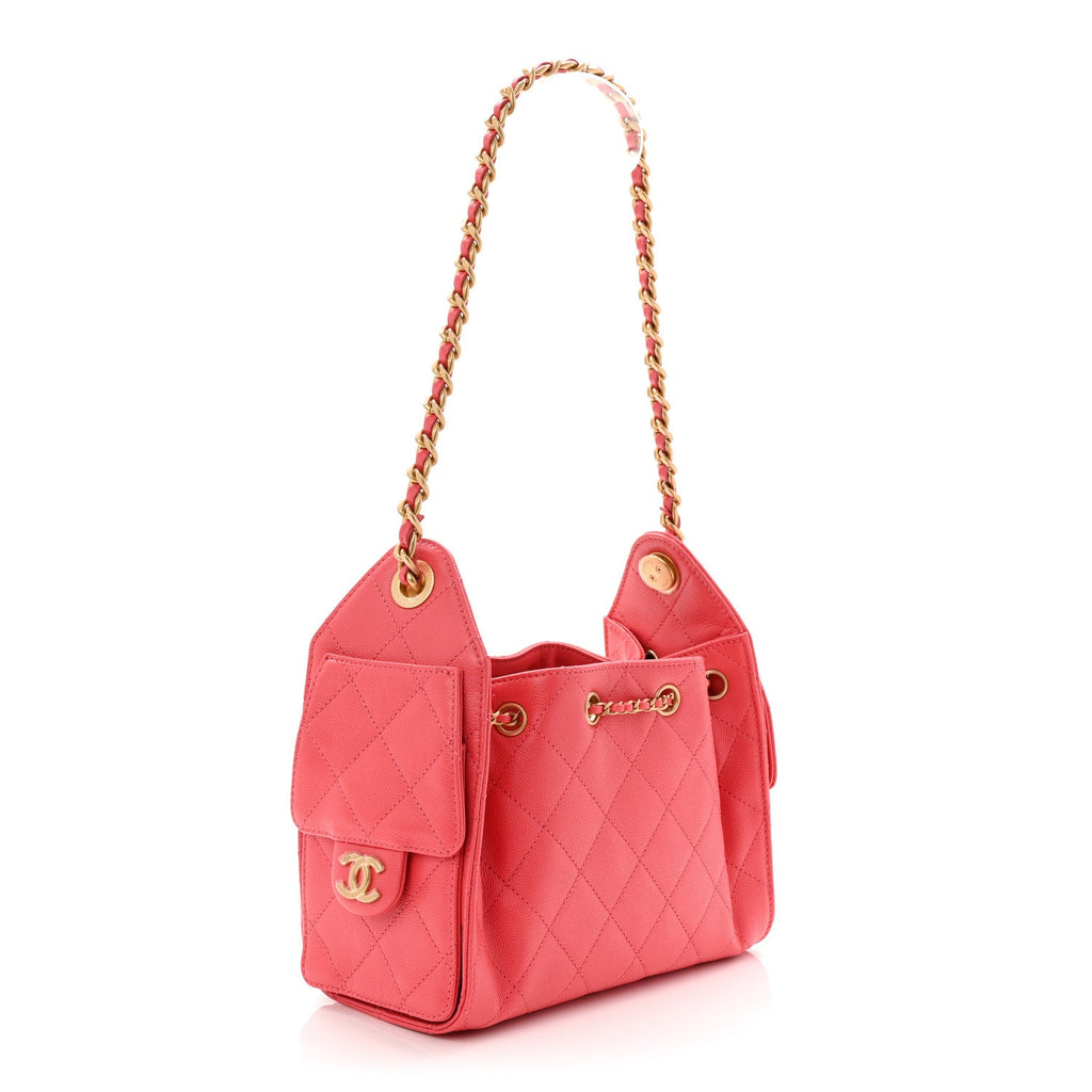 Chanel Caviar Quilted Mini Chanel 25 Handbag Coral