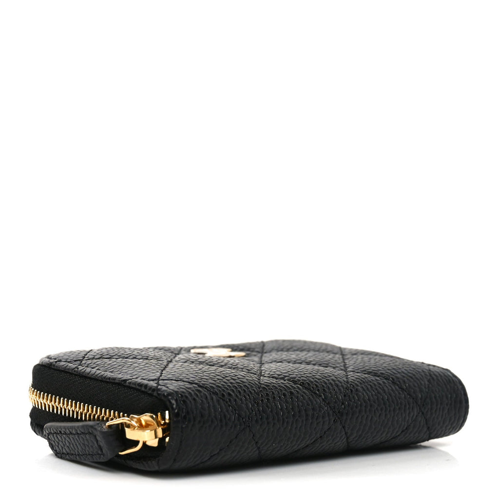 Caviar Quilted Zip Coin Purse Black