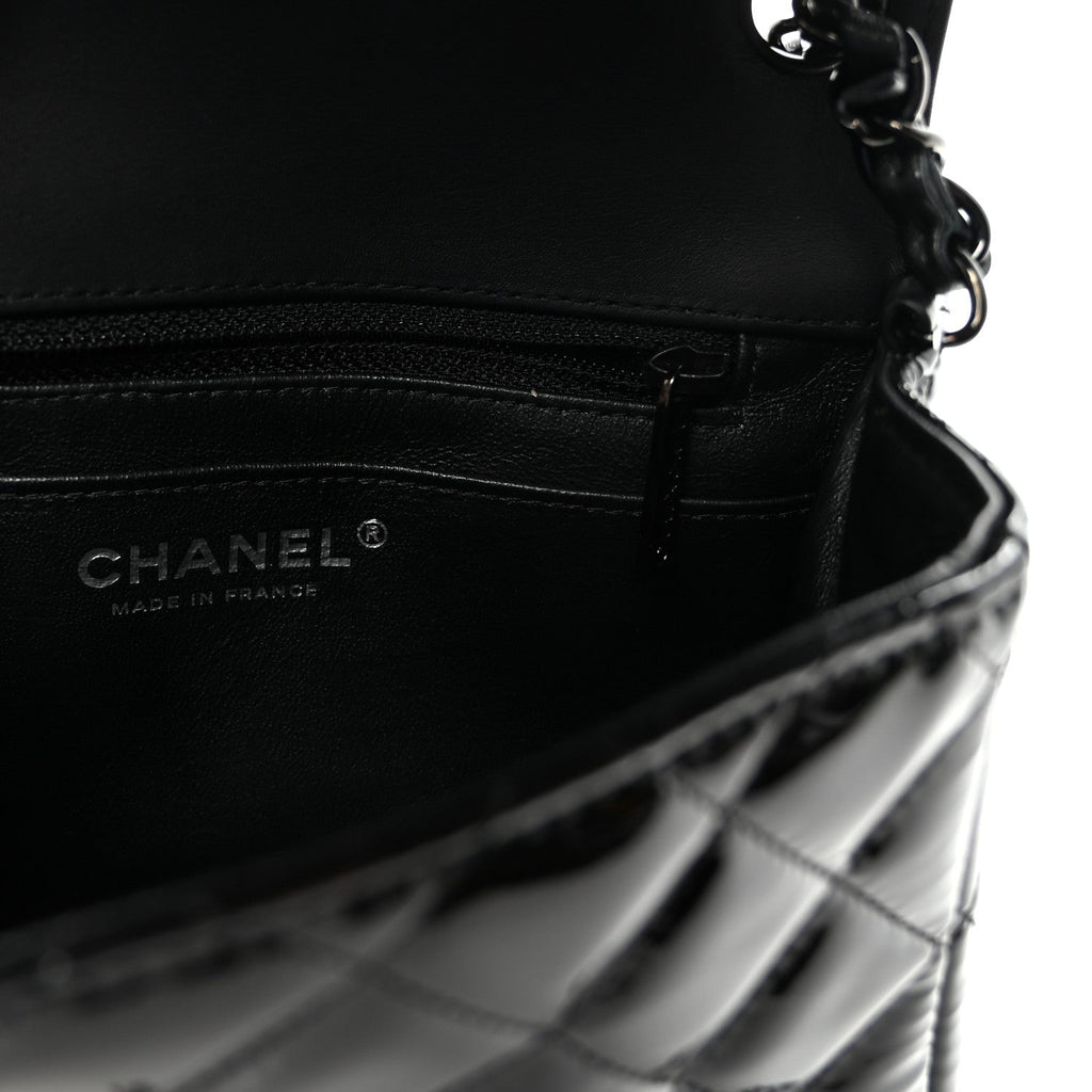 Chanel Patent Calfskin Quilted Mini Square Flap So Black