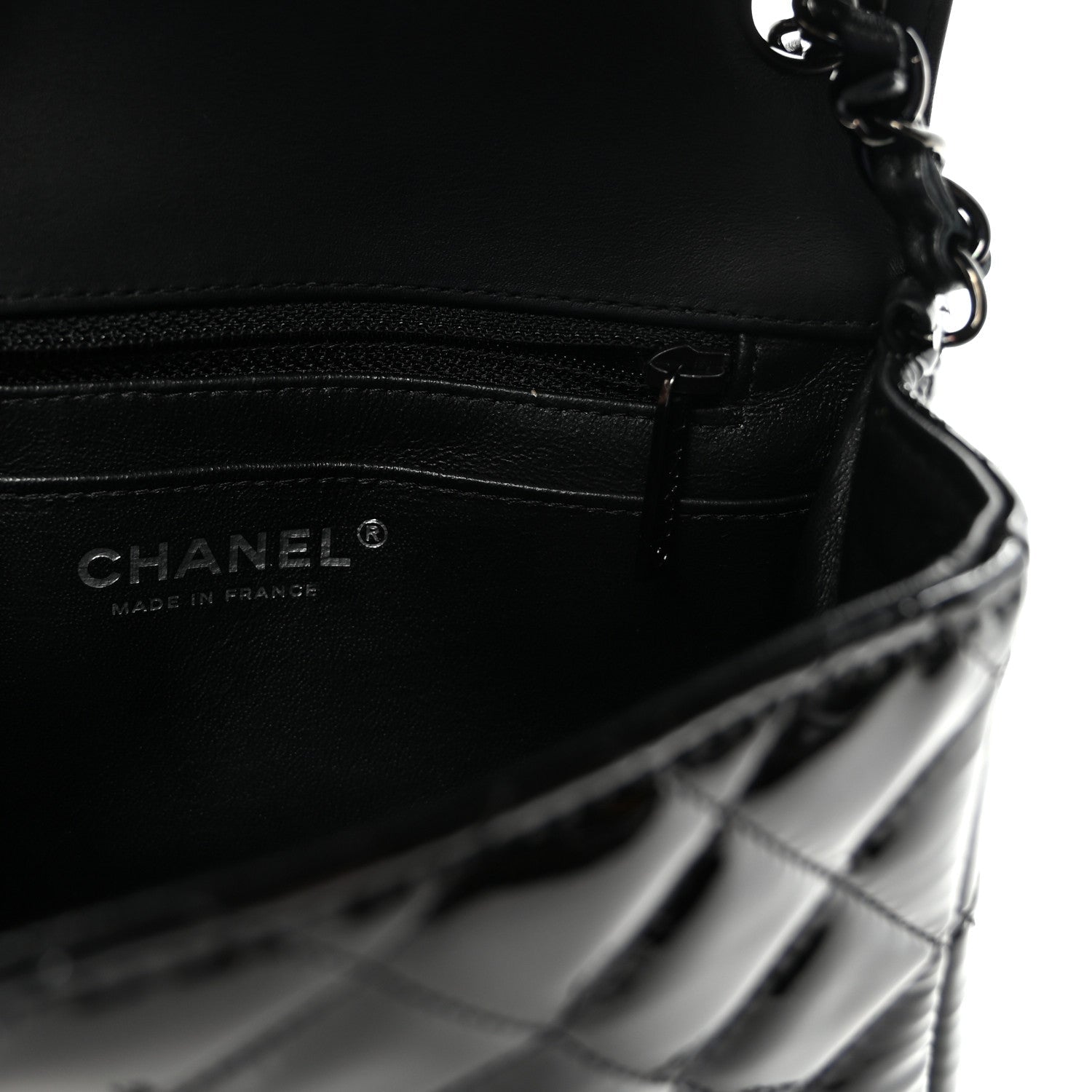 Chanel Patent Calfskin Quilted Mini Square Flap So Black