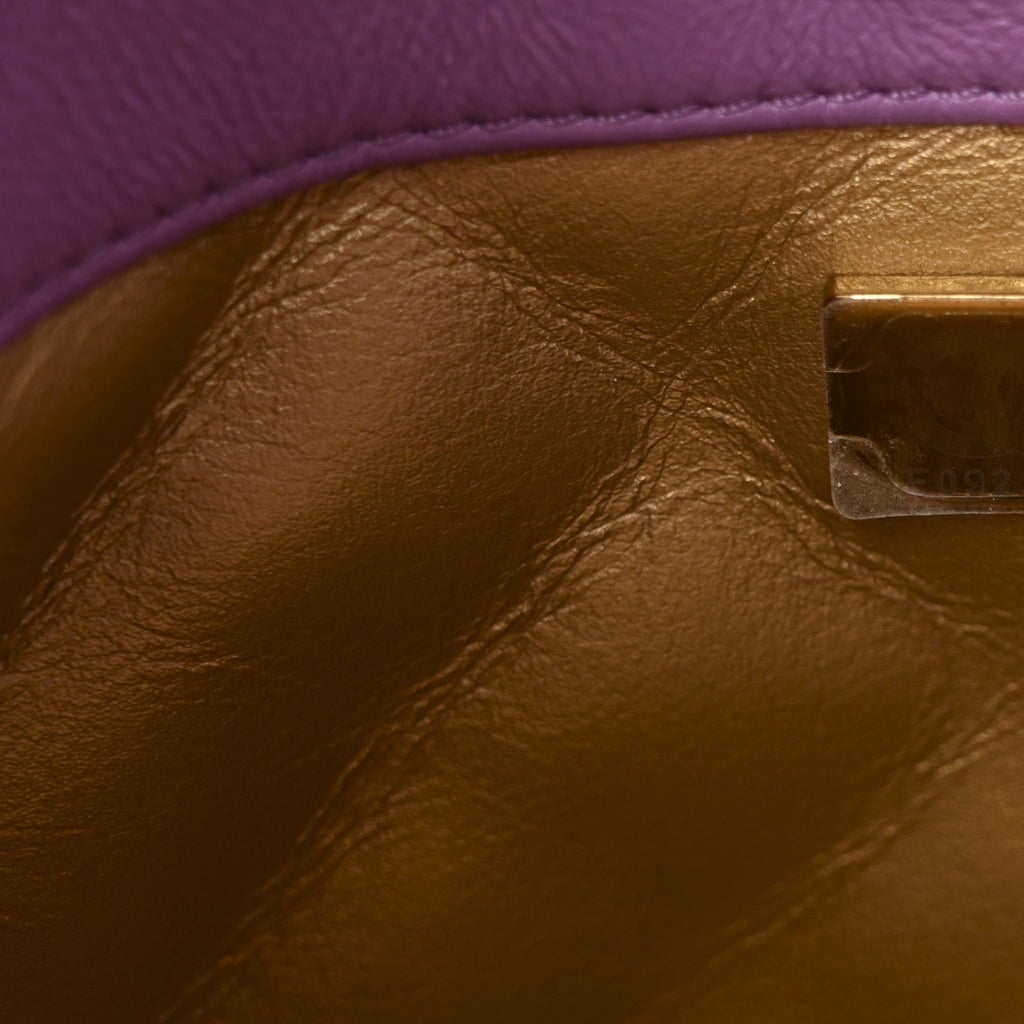 Chanel Lambskin Quilted Small Pearl Crush Hobo Purple