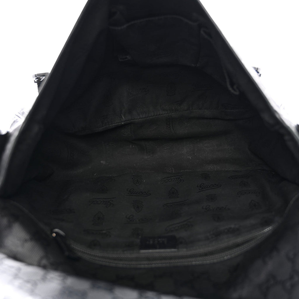 Gucci Imprime Monogram Medium Double Buckle Flap Messenger Bag Black