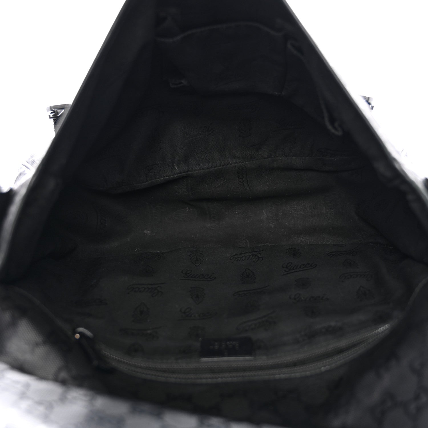 Gucci Imprime Monogram Medium Double Buckle Flap Messenger Bag Black