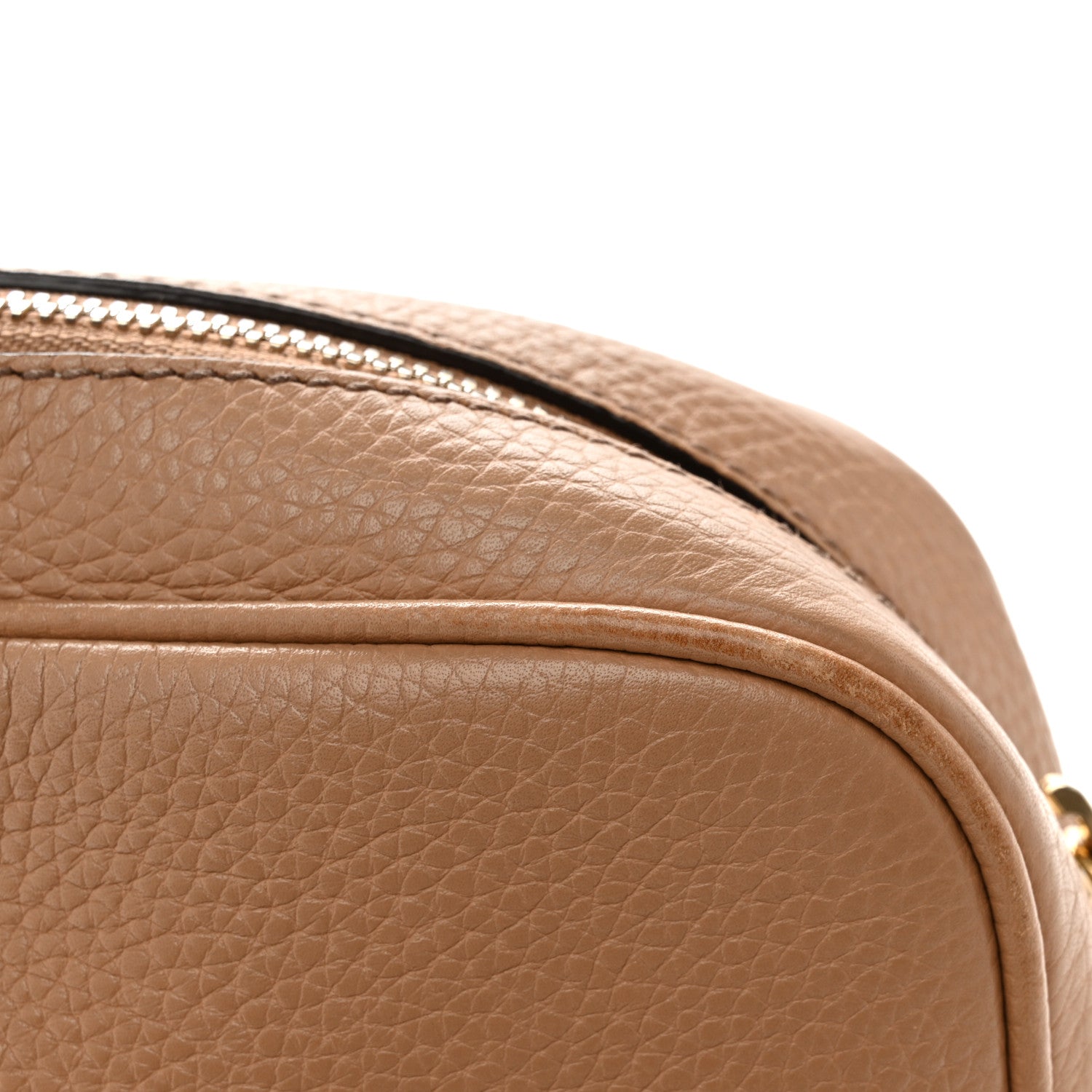 Gucci Pebbled Calfskin Small Soho Disco Bag Camelia