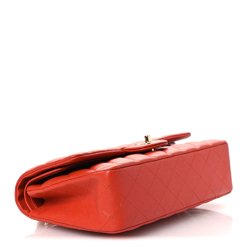 Chanel Caviar Quilted Medium Double Flap Light Red