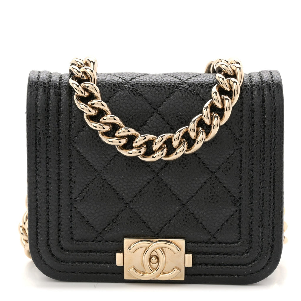 Chanel Caviar Quilted Boy Flap Waist Belt Bag Black