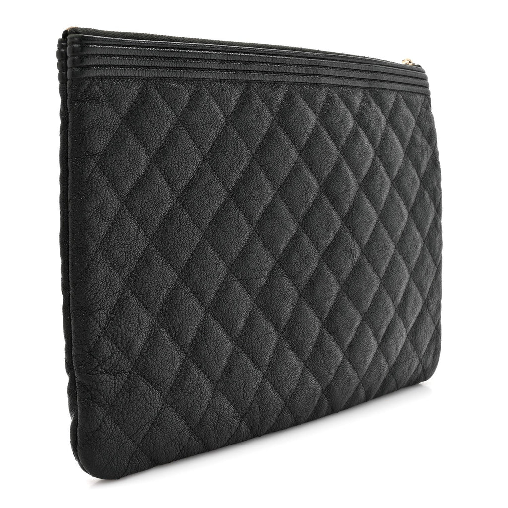 Caviar Quilted Medium Boy Cosmetic Case Black