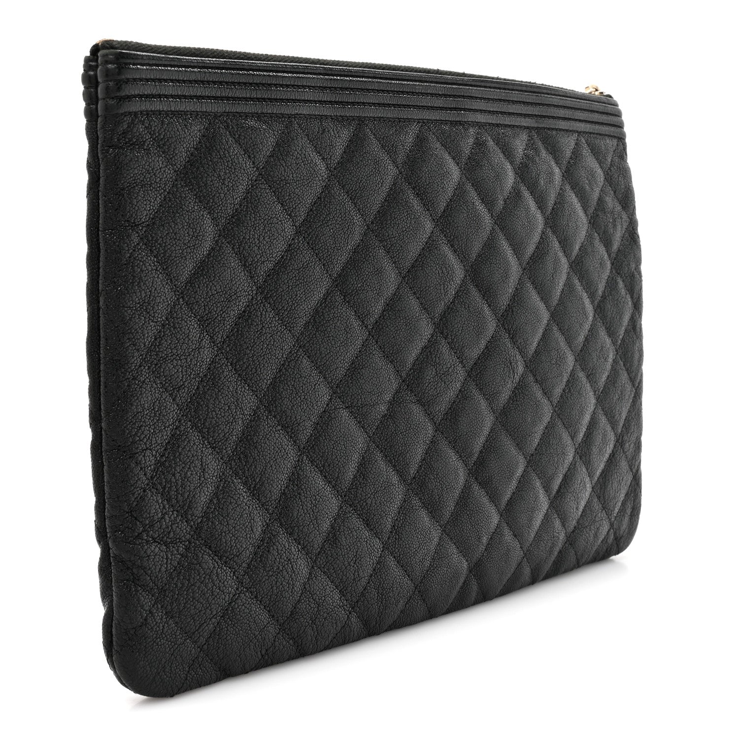 Caviar Quilted Medium Boy Cosmetic Case Black