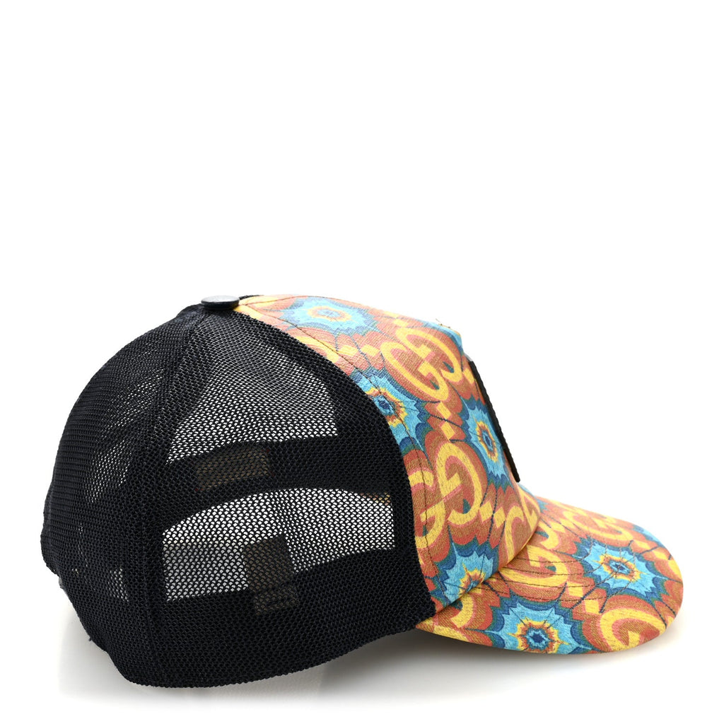 Gucci GG Supreme Monogram Kaleidoscope Baseball Hat L Blue Orange Multicolor Blue Agata