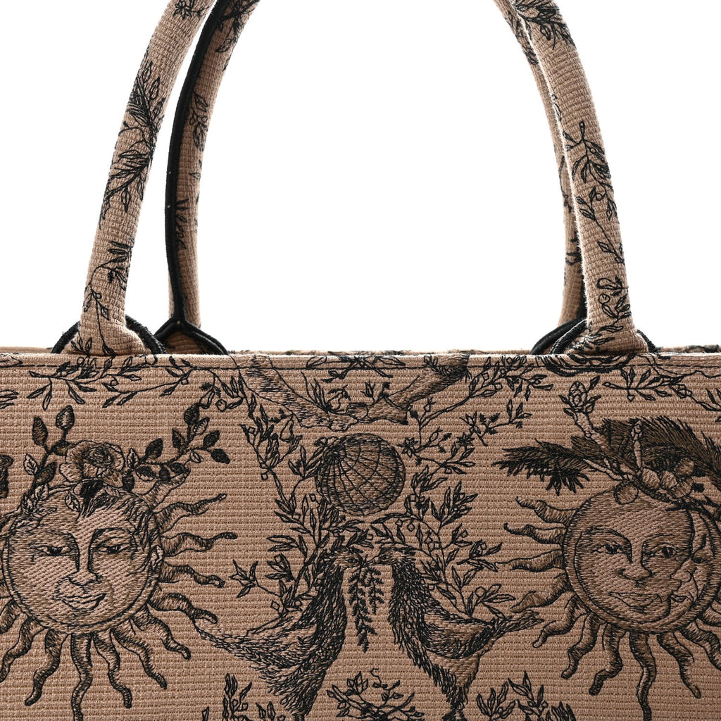 Christian Dior Canvas Embroidered Large Toile de Jouy Soleil Book Tote Beige