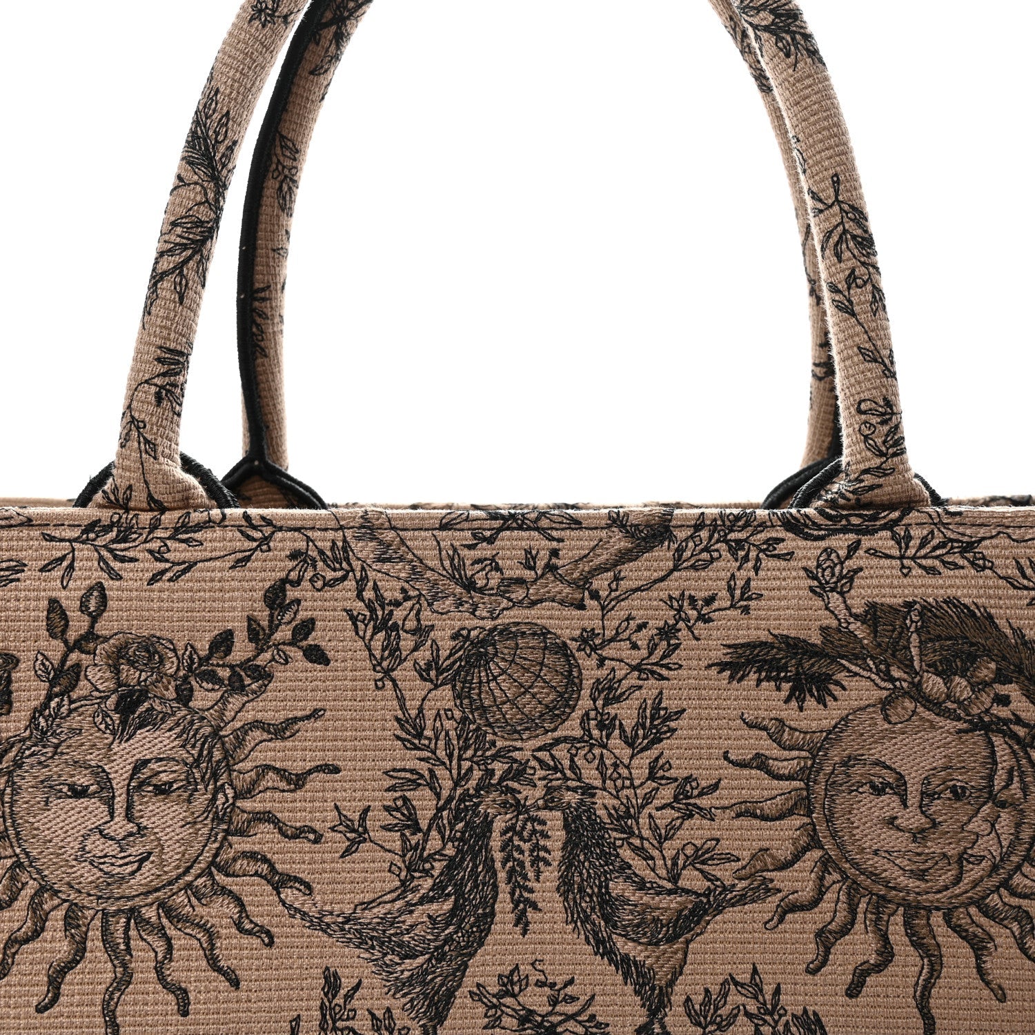 Christian Dior Canvas Embroidered Large Toile de Jouy Soleil Book Tote Beige