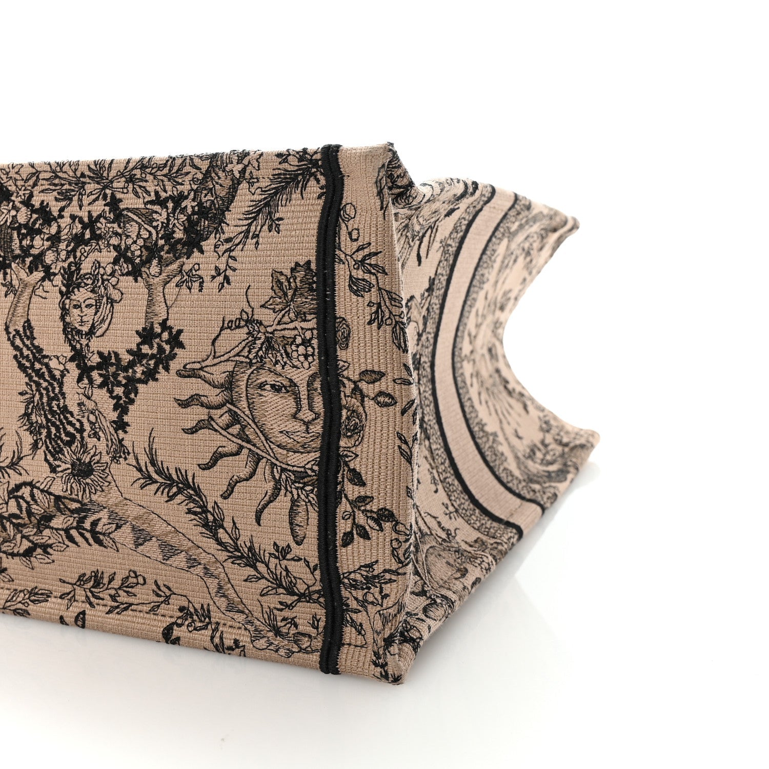Christian Dior Canvas Embroidered Large Toile de Jouy Soleil Book Tote Beige
