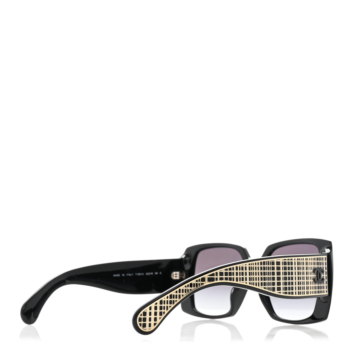 Acetate Rectangle Sunglasses 71551A Black Gold