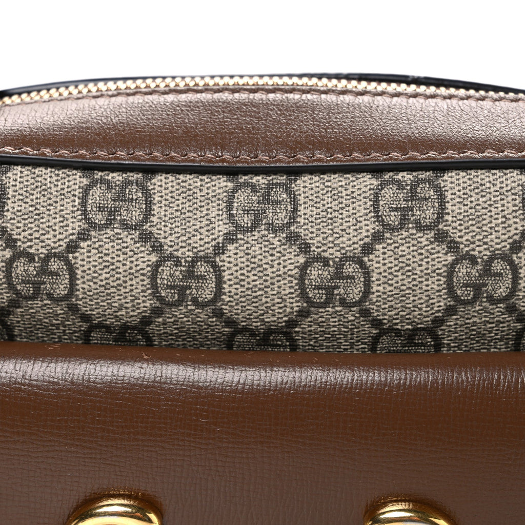 Gucci GG Supreme Monogram Small Horsebit 1955 Shoulder Bag Beige Brown Sugar