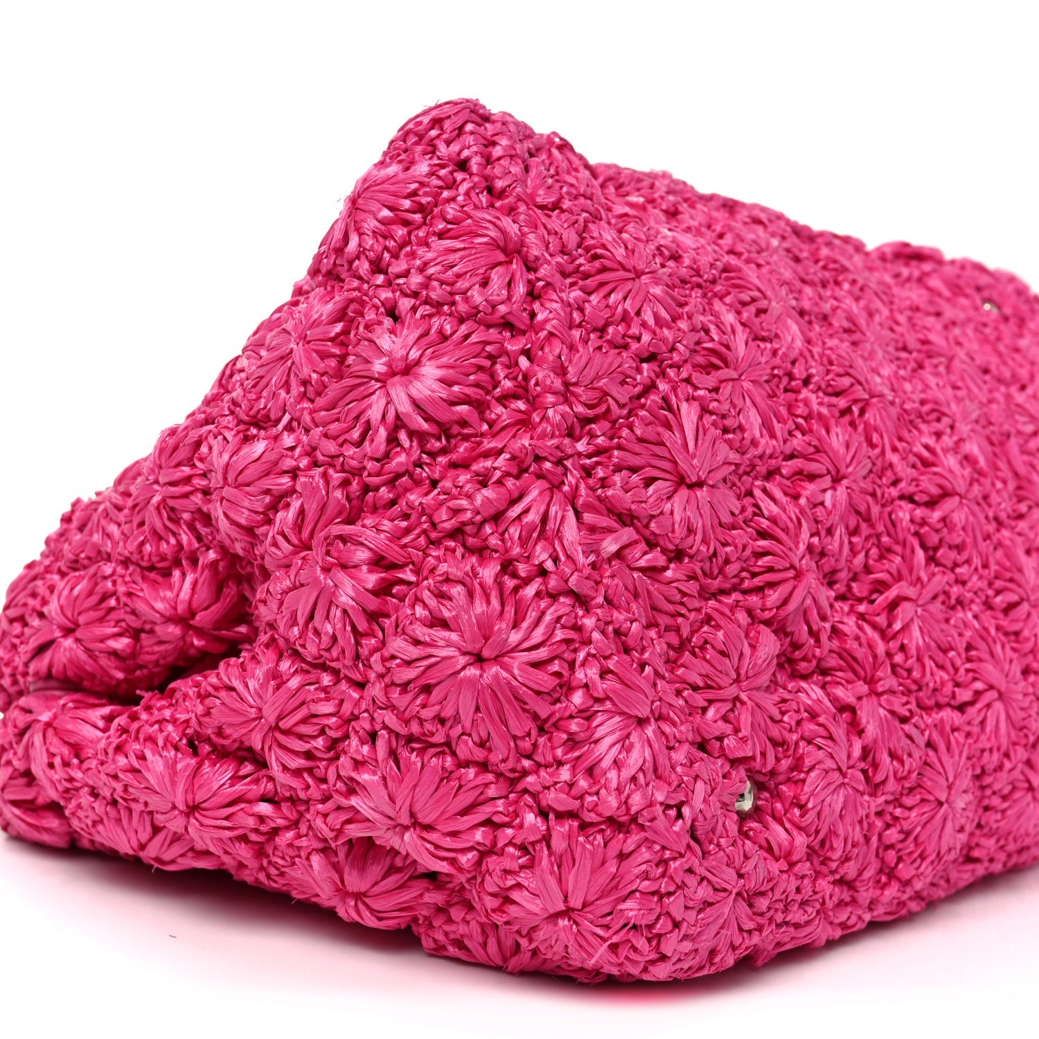 Prada Raffia Crochet Tote Fuchsia