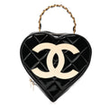 Chanel Patent Quilted CC Barbie Heart Vanity Case Black