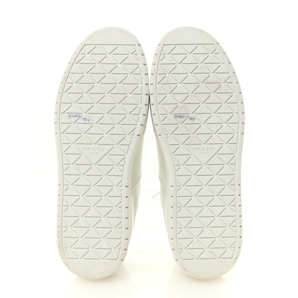 Prada Vitello Rois Triangle Womens Downtown Platform Low Top Sneakers 37 White