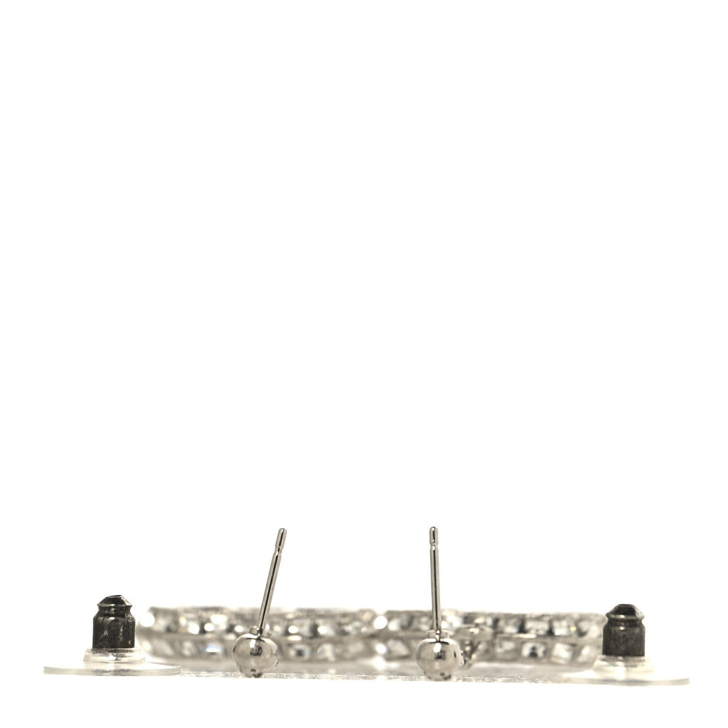 Baguette Crystal CC Drop Earrings Silver