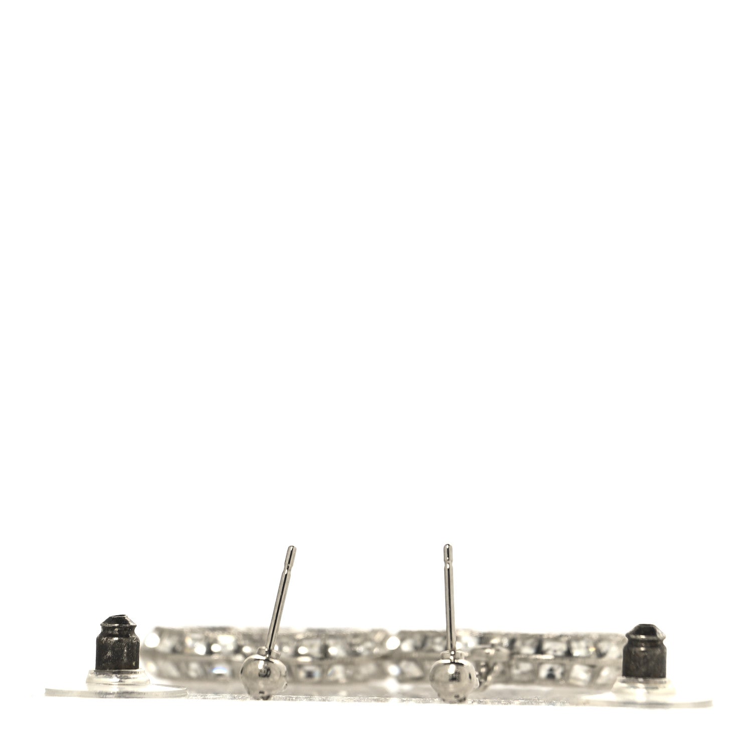 Baguette Crystal CC Drop Earrings Silver