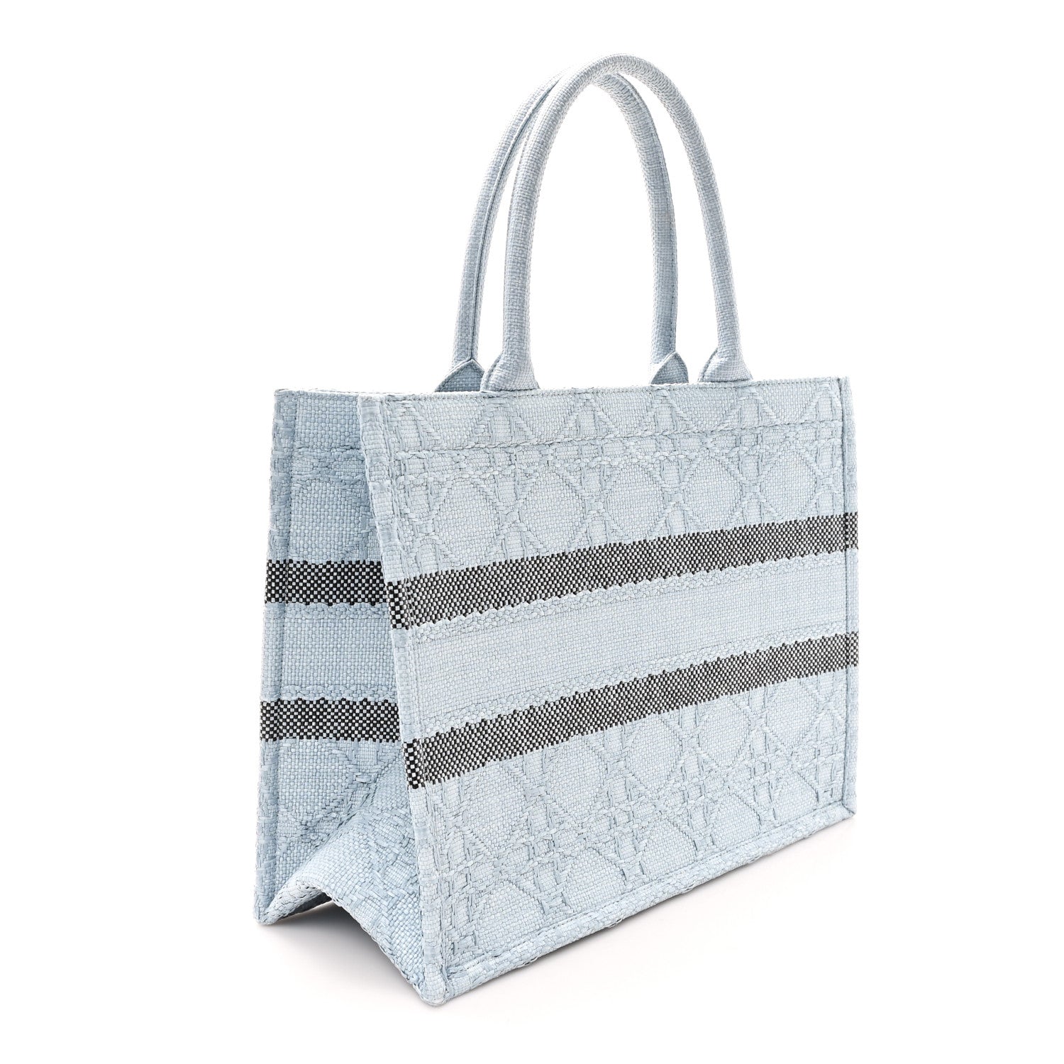 Christian Dior Raffia Cannage Medium Book Tote Blue