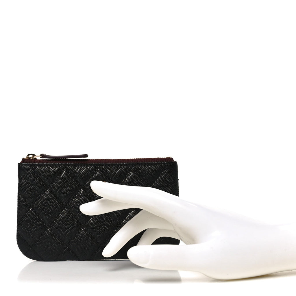 Caviar Quilted Small Cosmetic Case Black