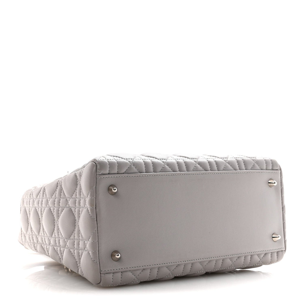 Christian Dior Lambskin Cannage Medium Lady Dior Grey