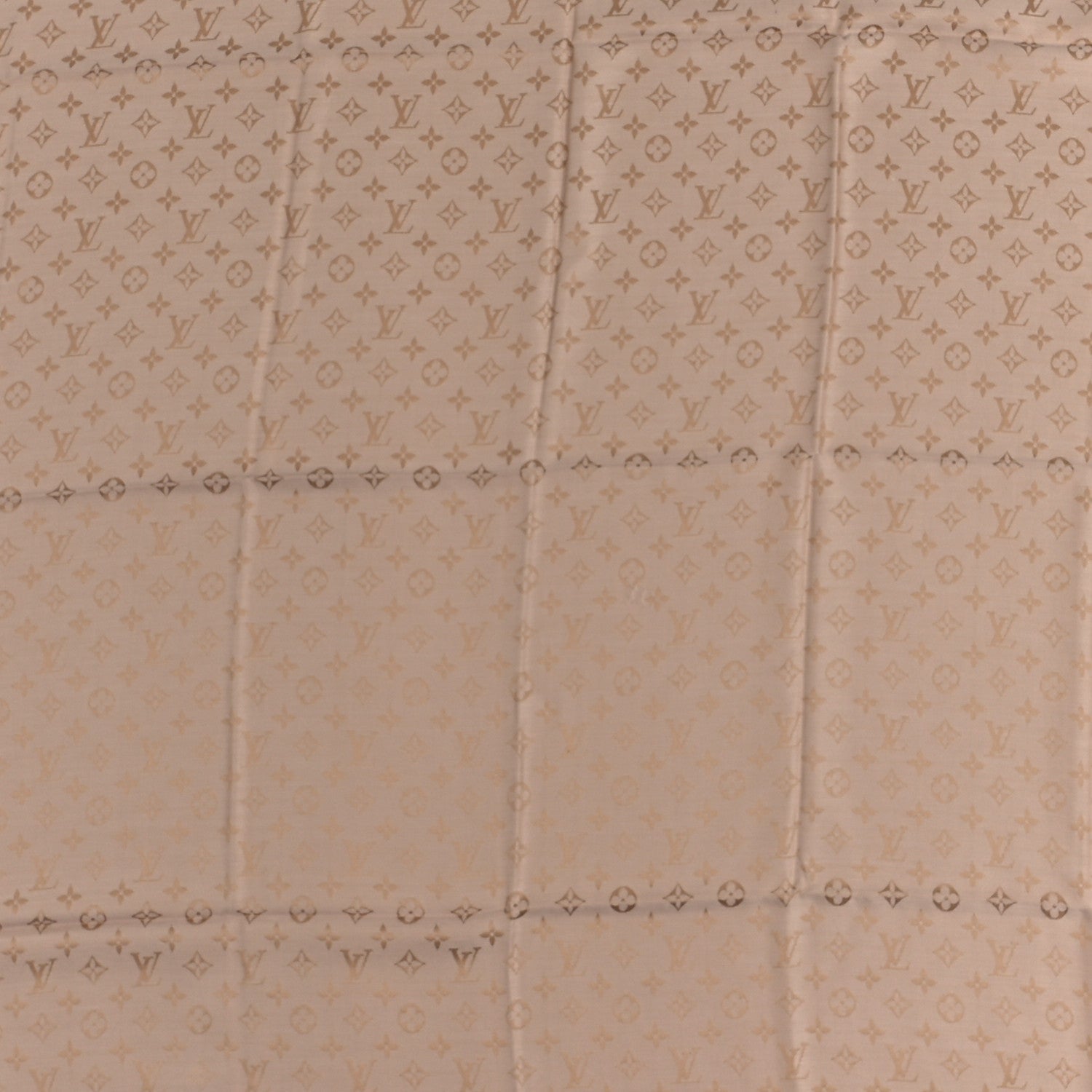 Louis Vuitton Silk Wool Monogram Denim Shawl Beige Rose