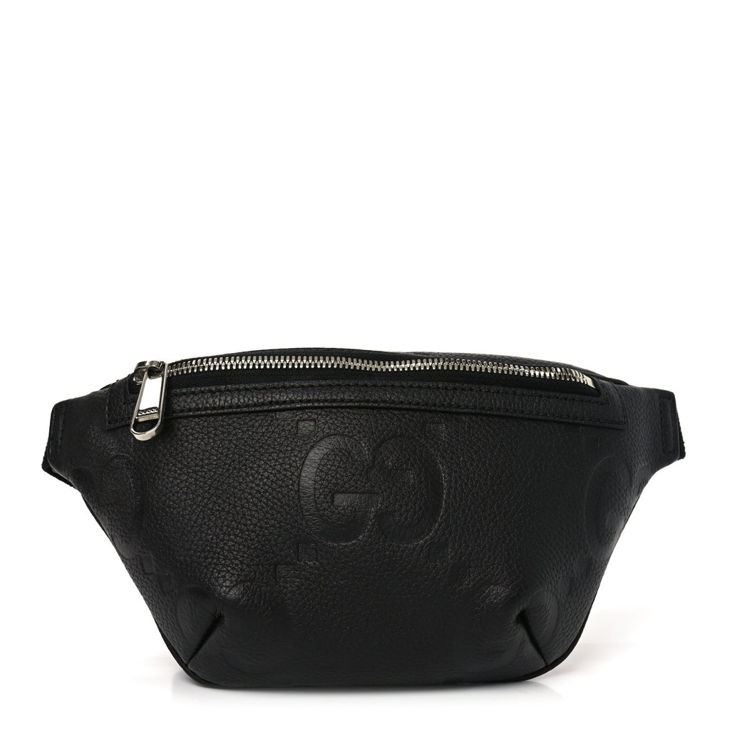Gucci Piuma Calfskin Jumbo GG Embossed Small Belt Bag Black
