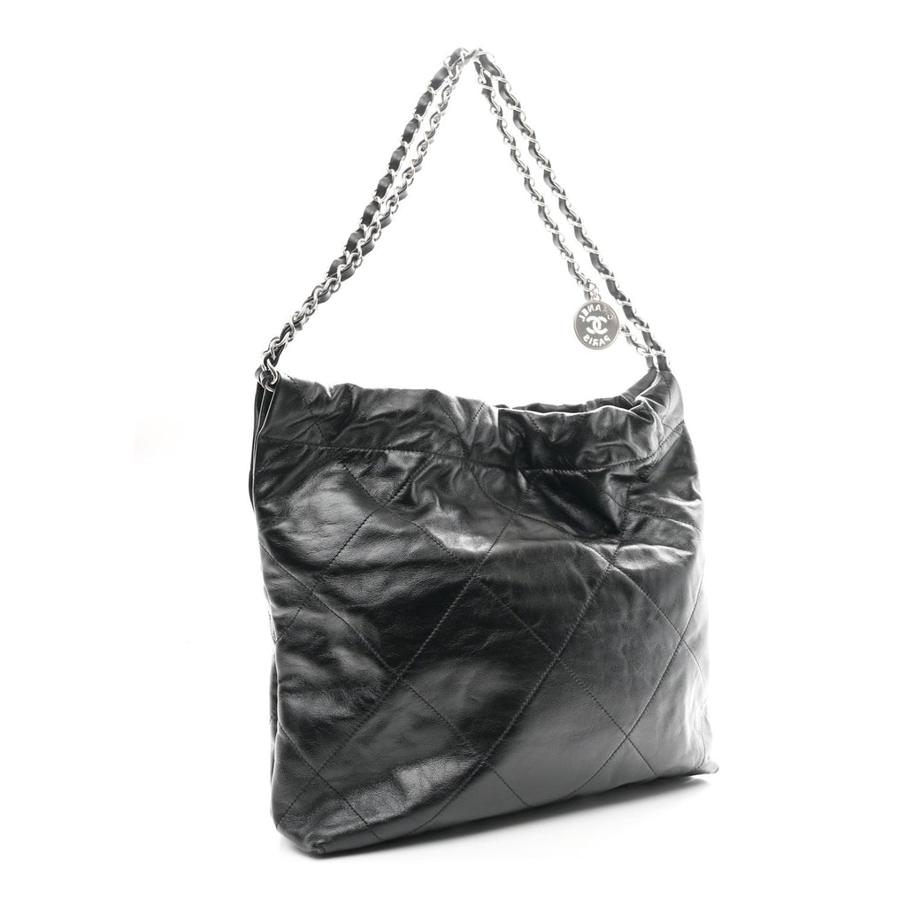 Chanel Shiny Calfskin Quilted Small Chanel 22 Black