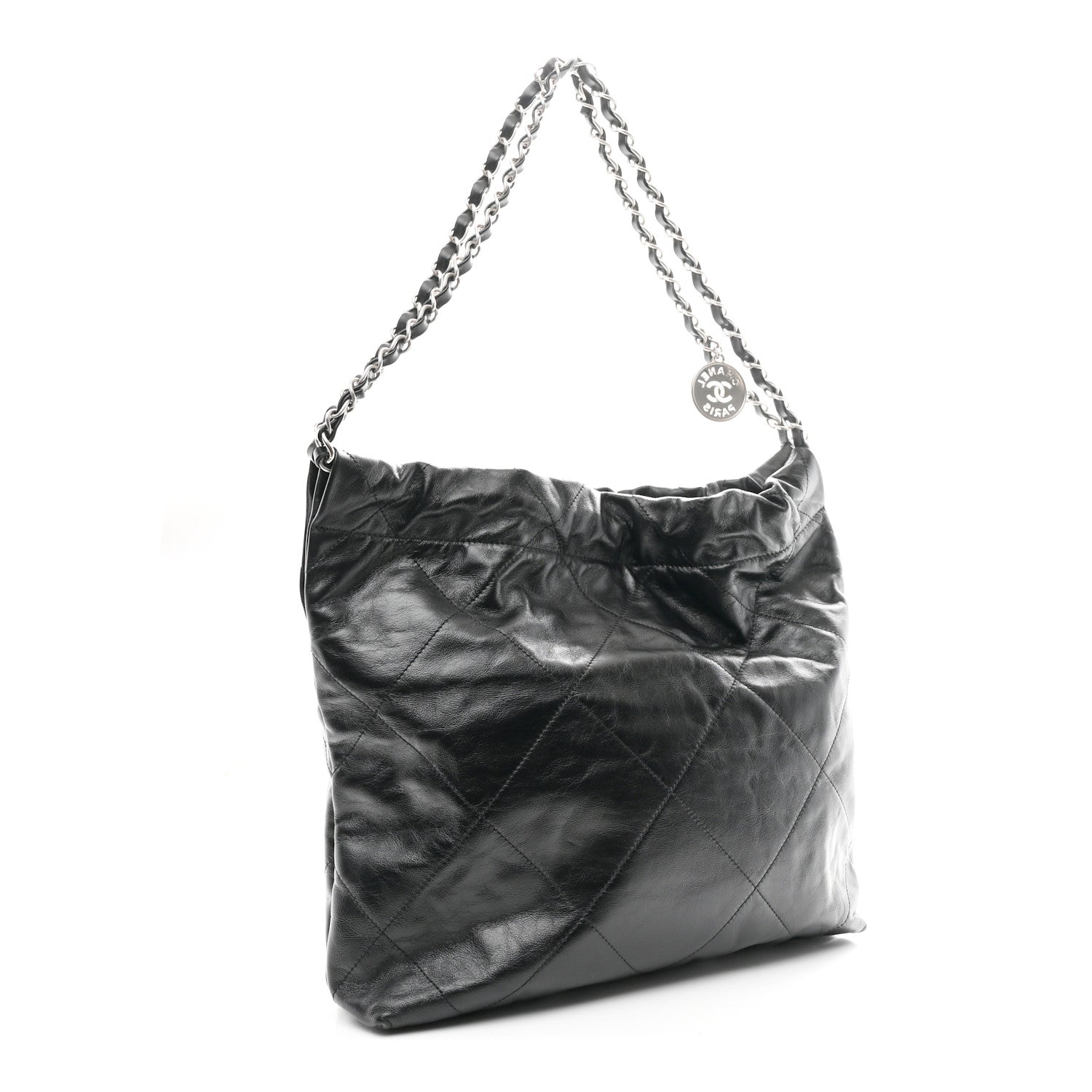 Chanel Shiny Calfskin Quilted Small Chanel 22 Black