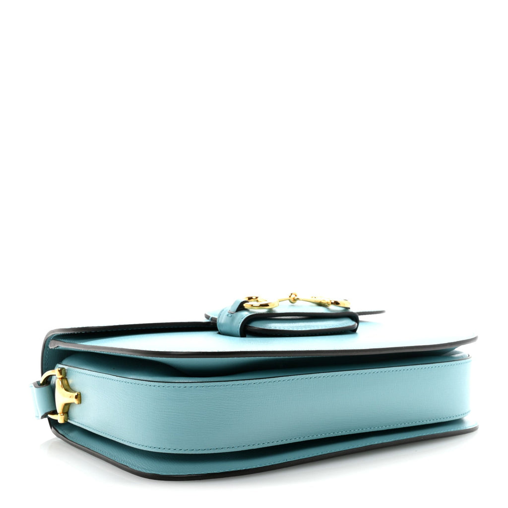 Gucci Azalea Calfskin Horsebit 1955 Shoulder Bag Dusty Azure