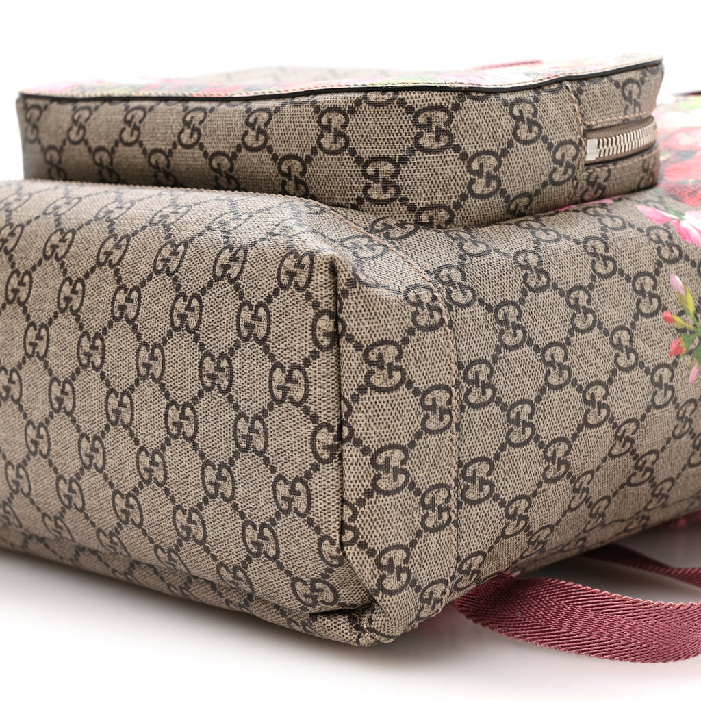 Gucci GG Supreme Monogram Blooms Medium Single Buckle Backpack Beige Multicolor Dry Rose