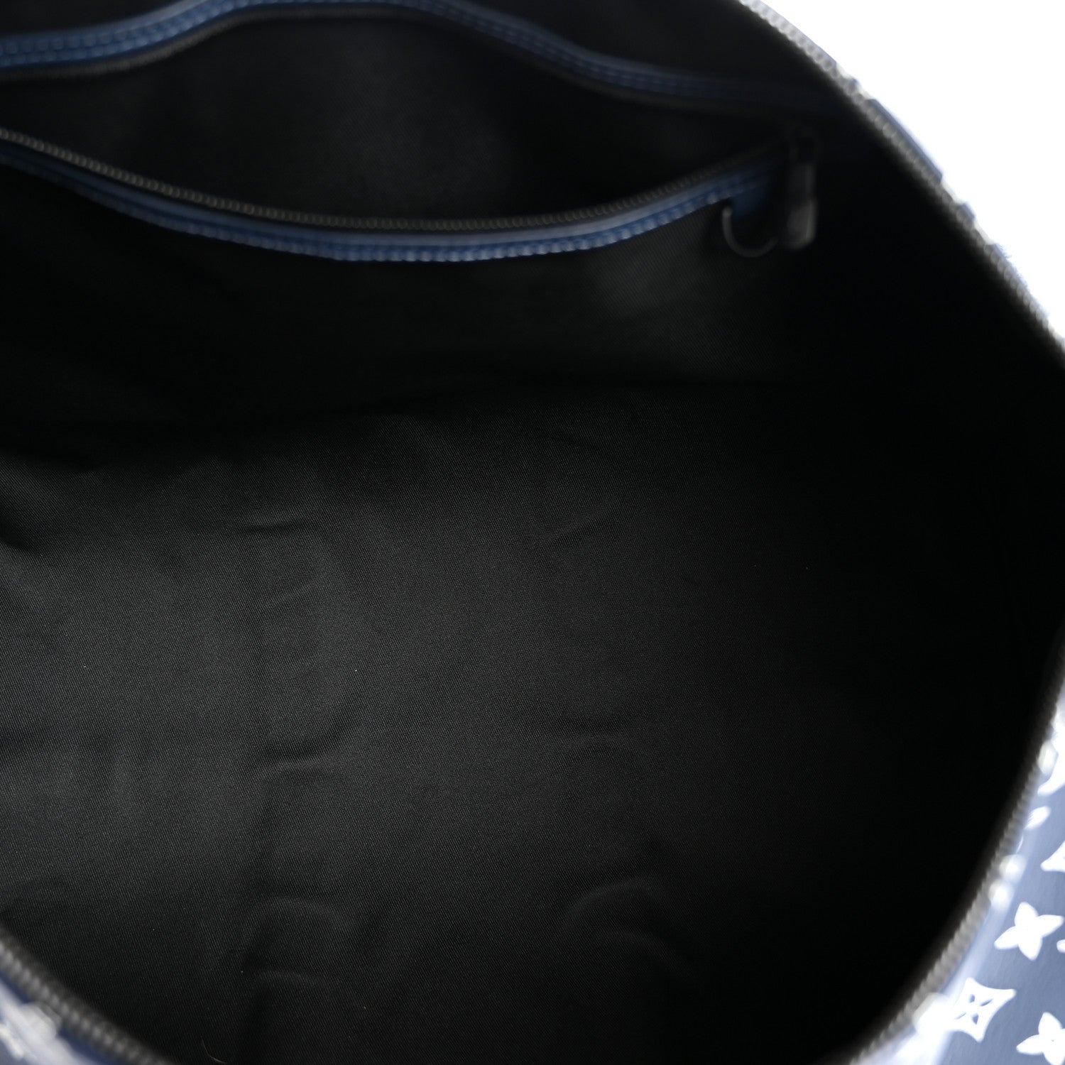 Louis Vuitton Calfskin Shadow Monogram Keepall Bandouliere 50 Ink Blue White