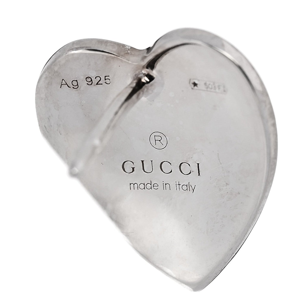 Gucci Sterling Silver Enamel Interlocking G Heart Stud Earrings Blue