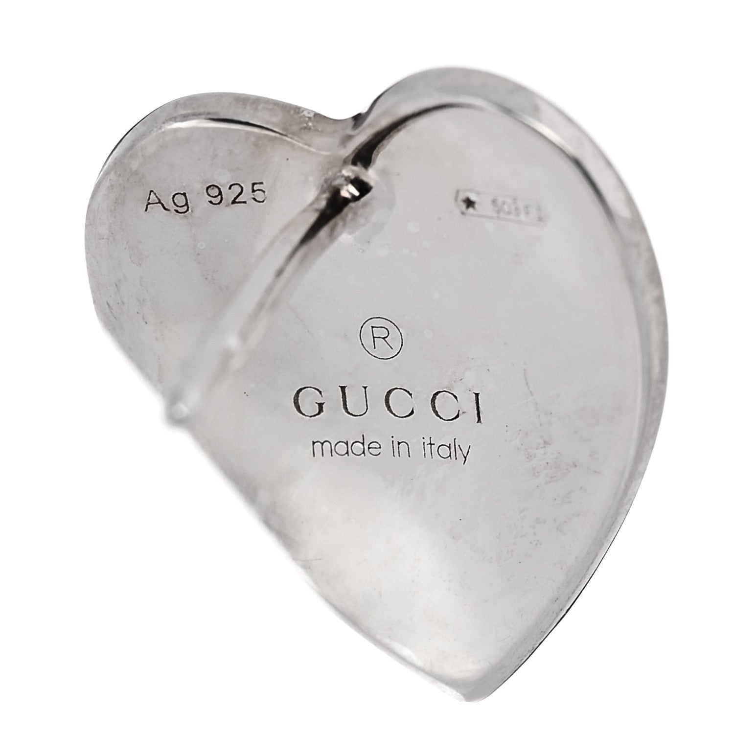 Gucci Sterling Silver Enamel Interlocking G Heart Stud Earrings Blue