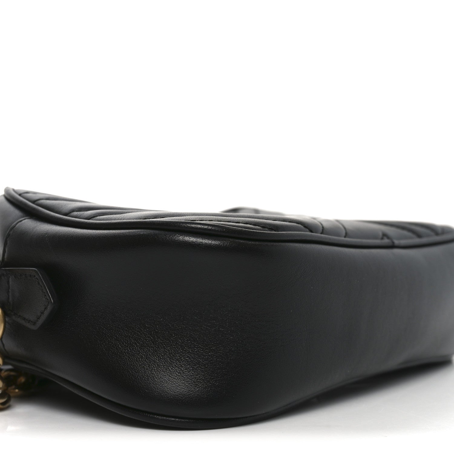 Gucci Calfskin Matelasse Small GG Marmont Chain Shoulder Bag Black