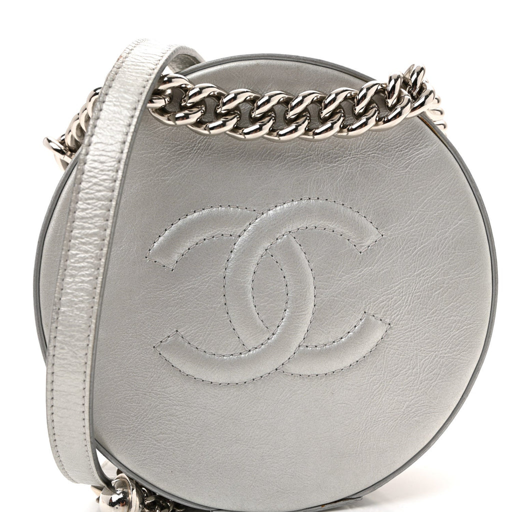 Chanel Metallic Glazed Calfskin Round As Earth Evening Bag Silver