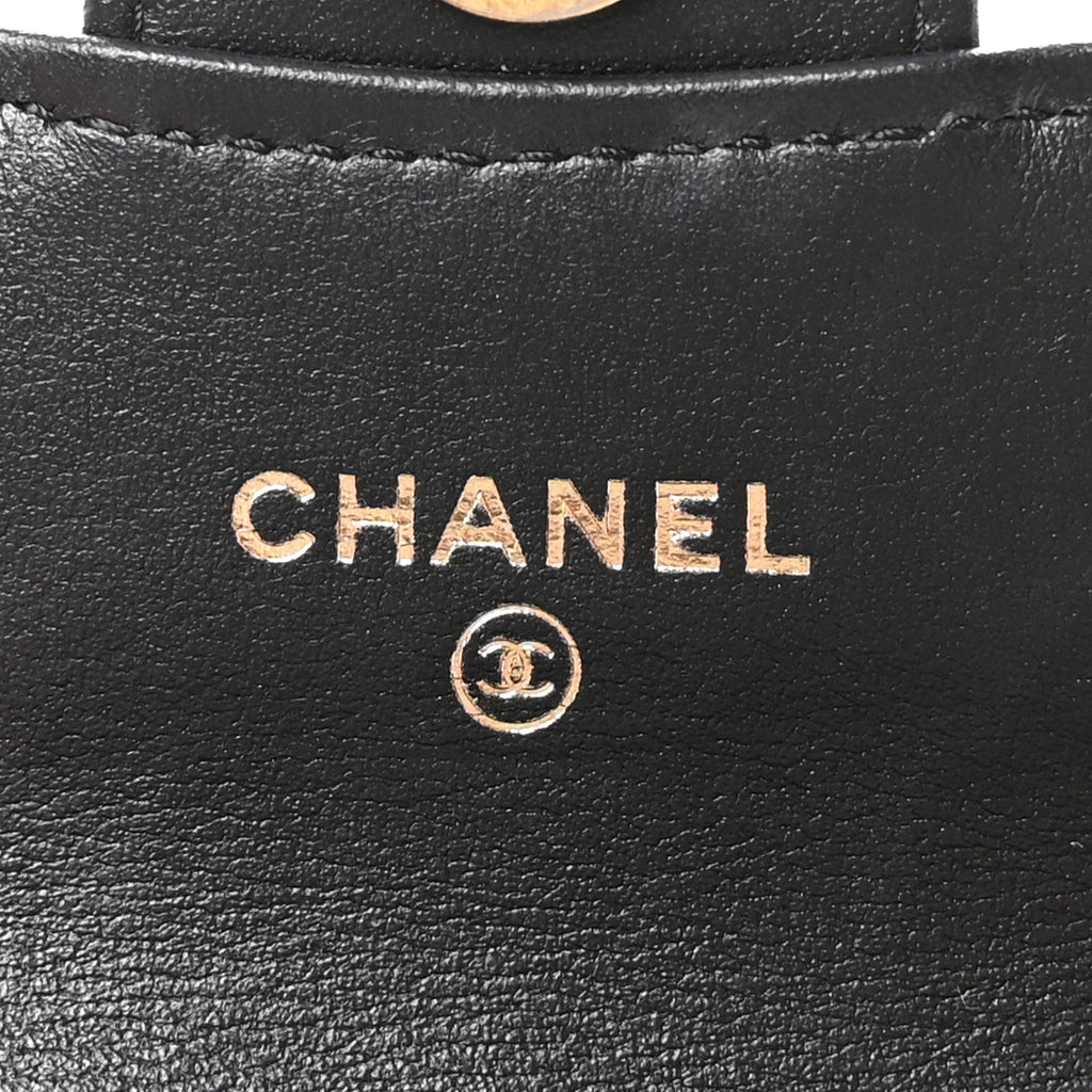 Chanel Patent Enamel Quilted Coco Hearts Clutch With Chain Black