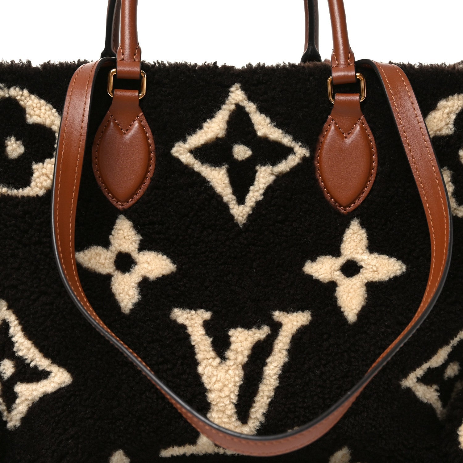 Louis Vuitton Shearling Monogram Giant Teddy Onthego GM Black White