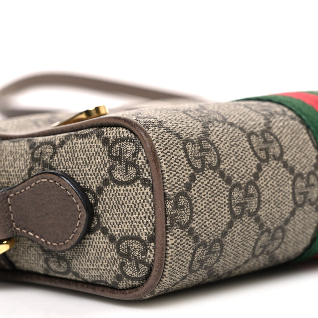 Gucci GG Supreme Monogram Web Mini Ophidia Shoulder Bag Brown