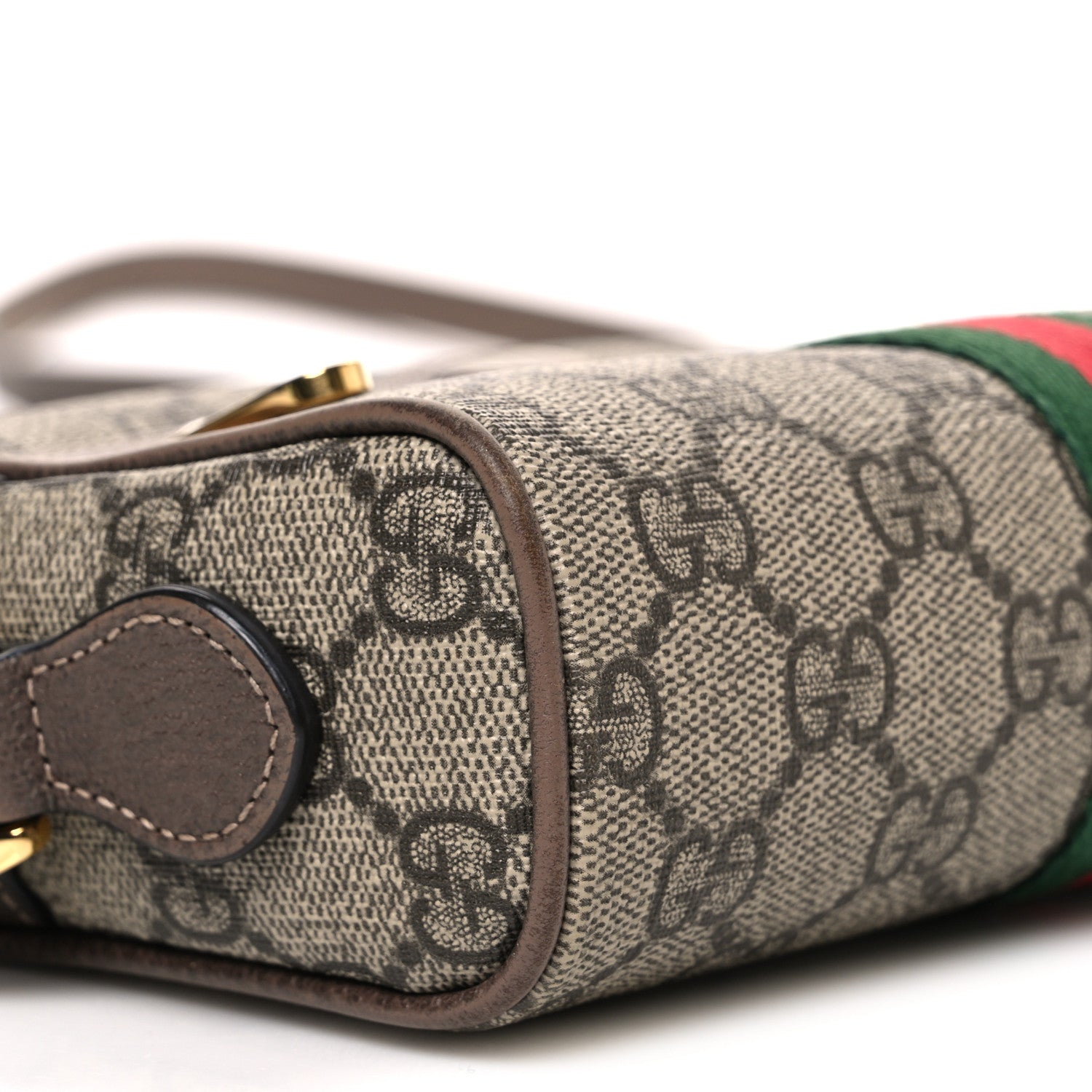 Gucci GG Supreme Monogram Web Mini Ophidia Shoulder Bag Brown