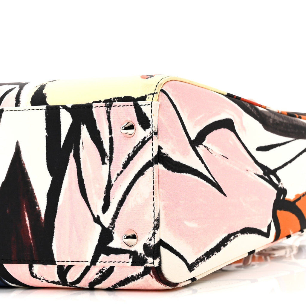 Christian Dior Canvas Graffiti Floral Printed Medium Lady Dior Multicolor